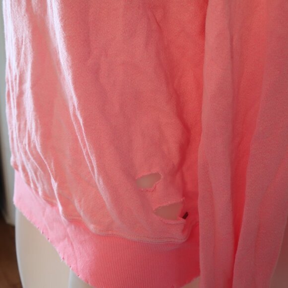 Womens N. Philanthropy Hot Pink Distressed Sweatshirt M - Picture 3 of 5